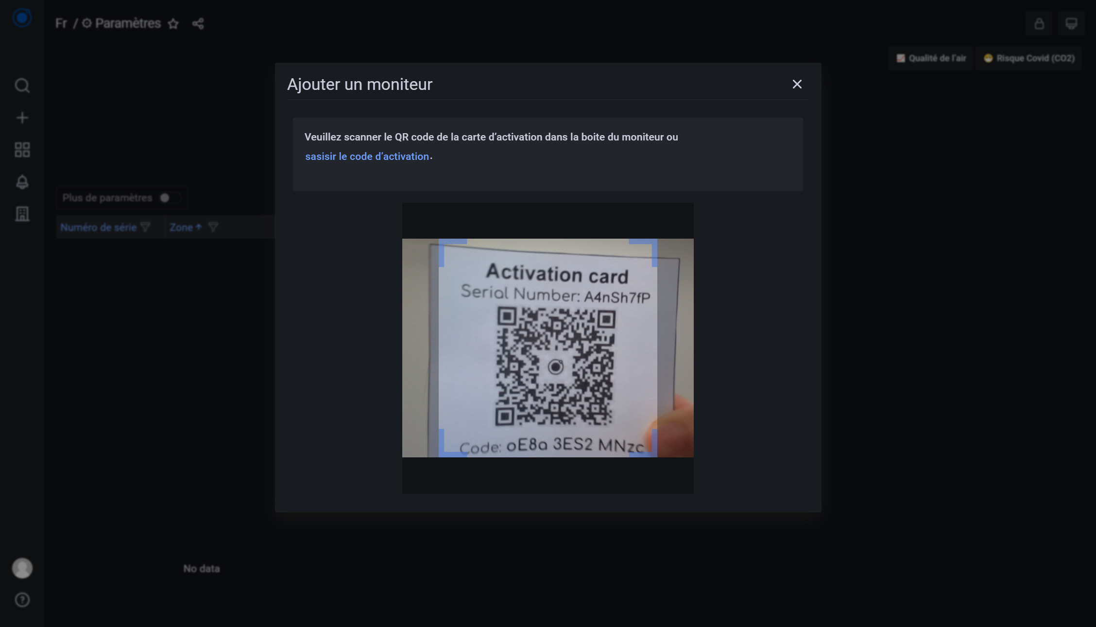 Scanner le QR code (si la caméra a été autorisée à l’étape précédente)