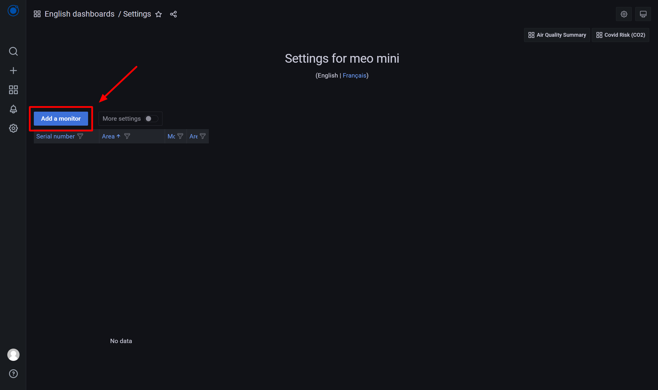 Click on “Add a monitor”
