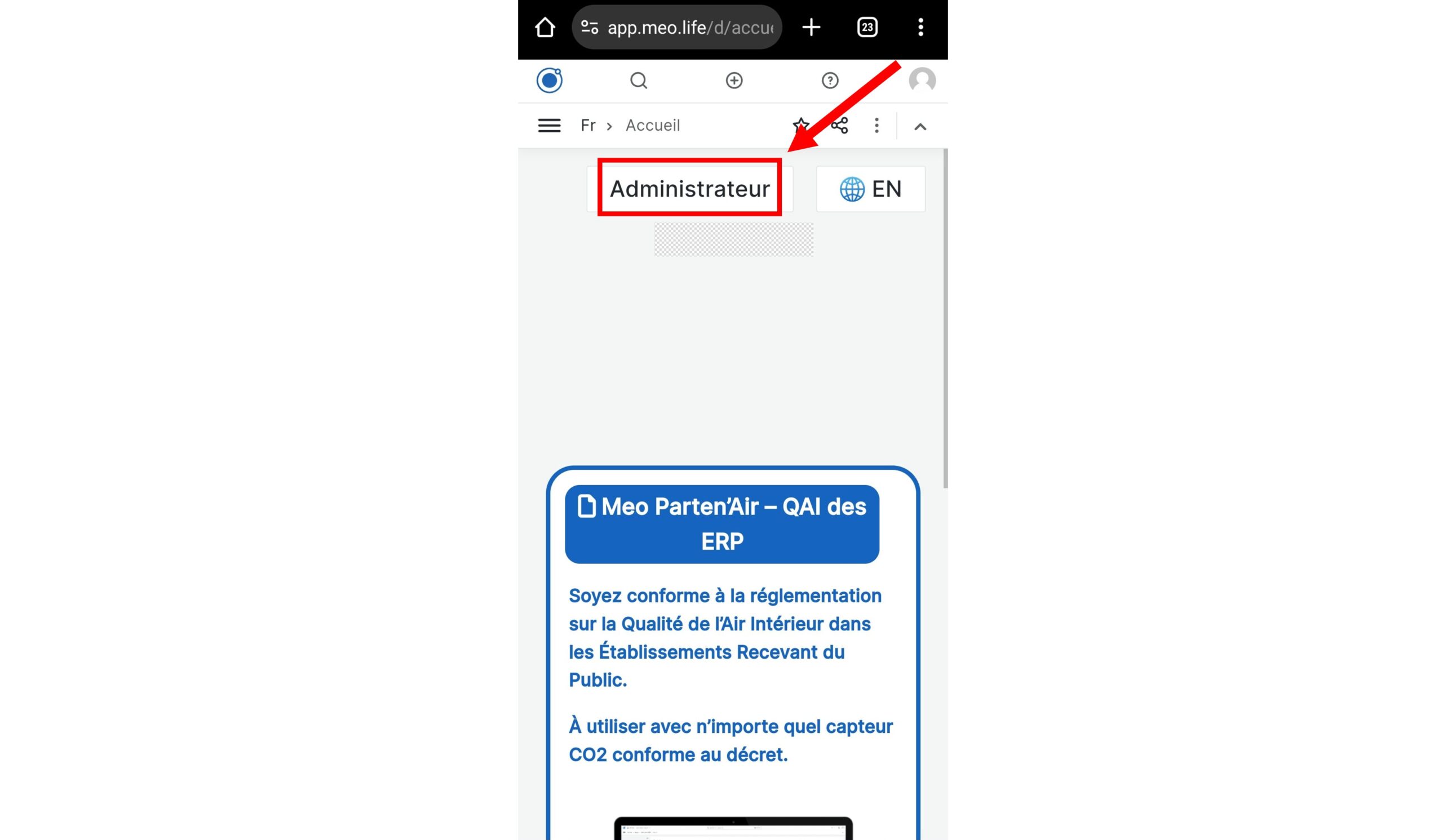 1. Cliquer sur “Administrateur”