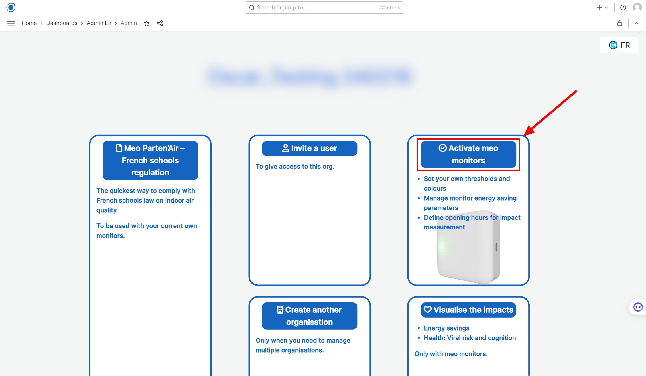 3. Click on "Activate meo monitors"